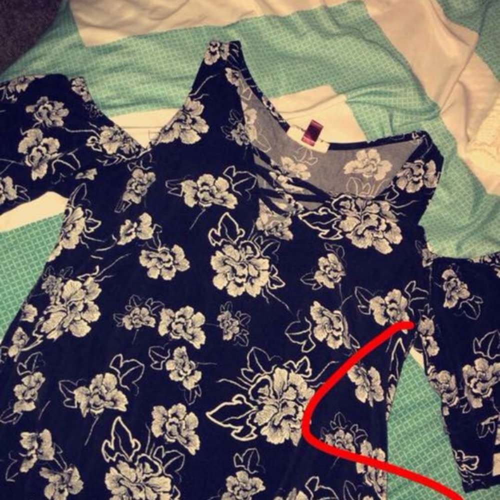 Off the shoulder baby blue flower shirt